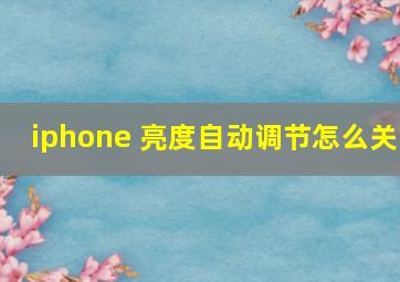 iphone 亮度自动调节怎么关